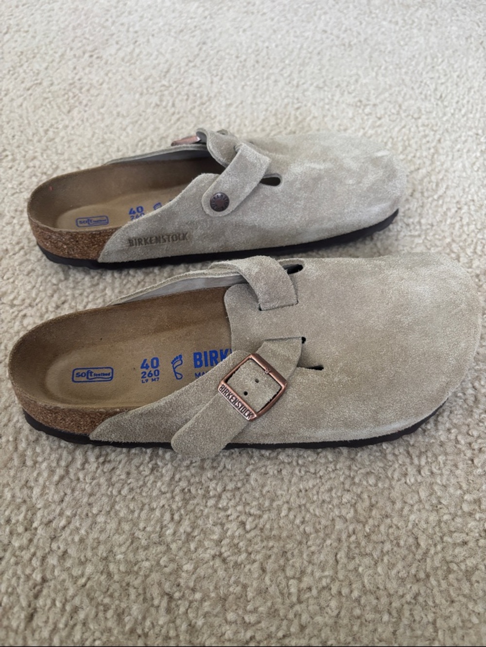 NIB Birkenstock Taupe Suede Boston BS Clog - Taupe - Size 40 US L 9 M 7 Regular - Picture 3 of 6